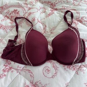 Victoria's Secret Deep Red Lace Accent Bra